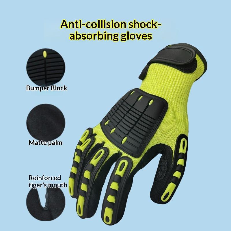 Work Glove Impact - ถุงมือทำงานแบบหนา 1 คู่ ทนทานต่อการตัดและการกระแทก กันน้ำมัน พร้อมเคลือบไนไตรล์ที่ฝ่ามือ
