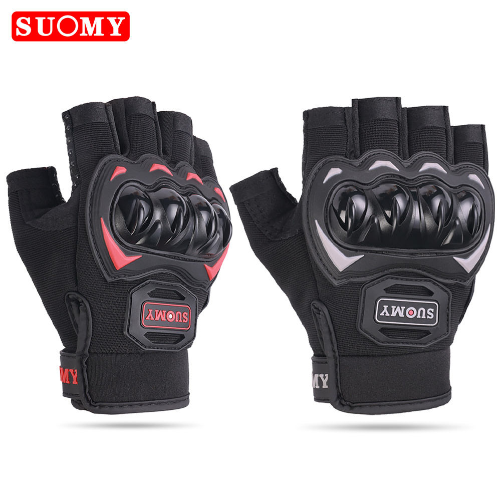 Cycling Glove Padded - Suomy ถุงมือขี่มอเตอร์ไซค์, ถุงมือเปิดนิ้วปั่นจักรยานเสือภูเขาสำหรับผู้ชายผู้หญิงถุงมือรถจักรยานยนต์ฤดูร้อน